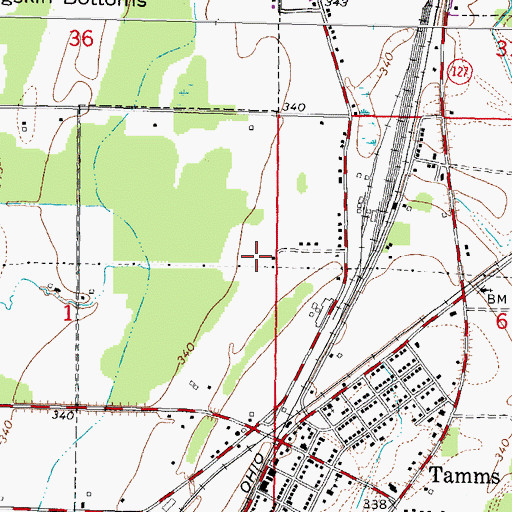 Topographic Map of Village of Tamms, IL