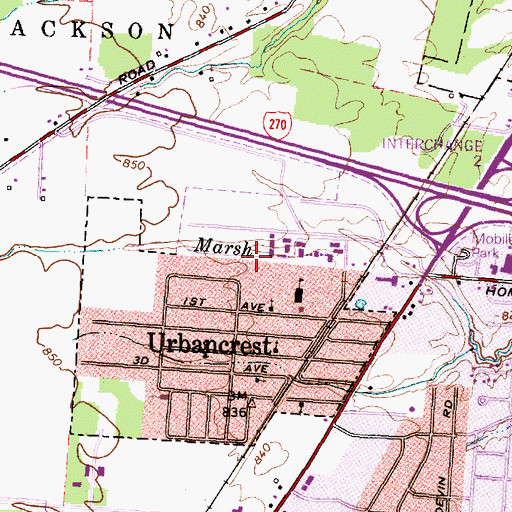 Topographic Map of Village of Urbancrest, OH