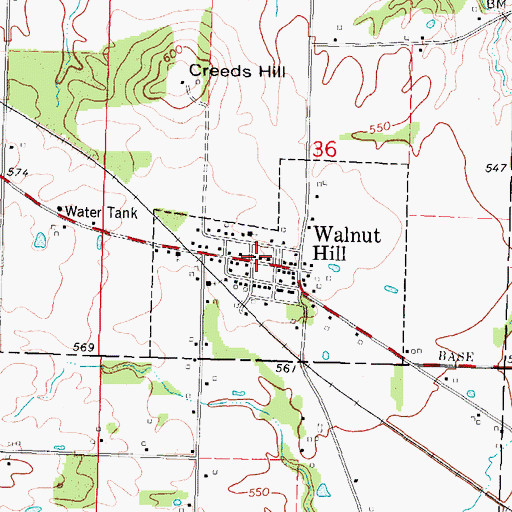 Topographic Map of Village of Walnut Hill, IL