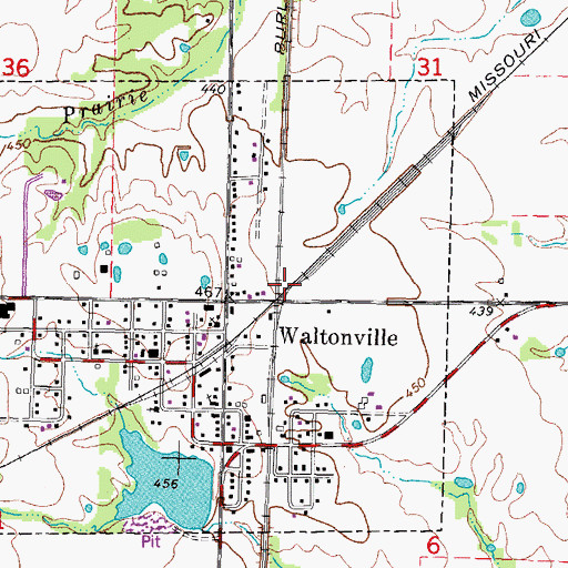 Topographic Map of Village of Waltonville, IL