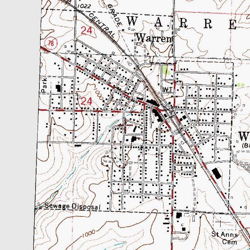 Topographic Map of Village of Warren, IL