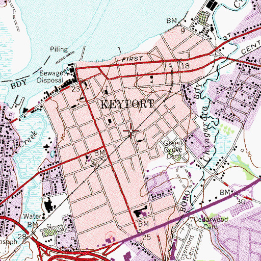 Topographic Map of Keyport Fire Department Station 22 - 7 Raritan Hose Company, NJ