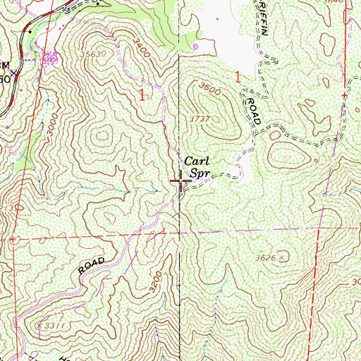 Topographic Map of Carl Spring, CA