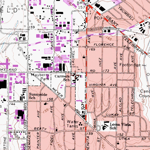 Topographic Map of Carmela School, CA