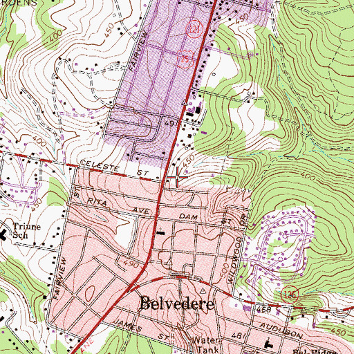 Topographic Map of Belvedere Census Designated Place, SC