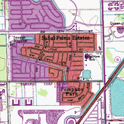 Topographic Map of Broadview-Pompano Park Census Designated Place (historical), FL