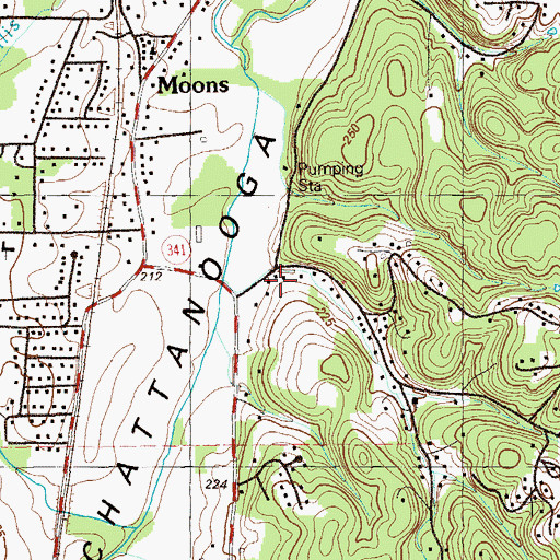 Topographic Map of Chattanooga Valley Census Designated Place, GA