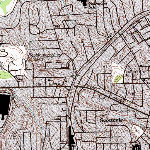 Topographic Map of Scottdale Census Designated Place, GA