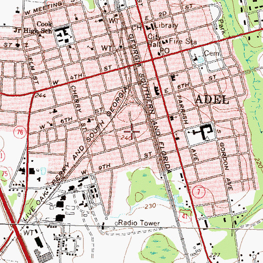 Topographic Map of City of Adel, GA