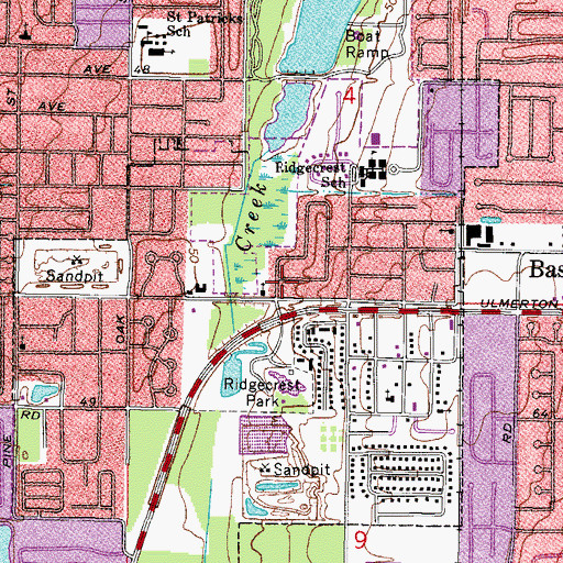 Topographic Map of Ridgecrest Census Designated Place, FL