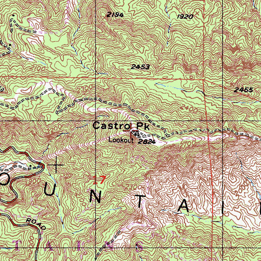 Topographic Map of Castro Peak, CA