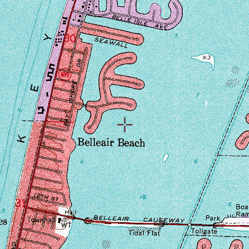 Topographic Map of City of Belleair Beach, FL