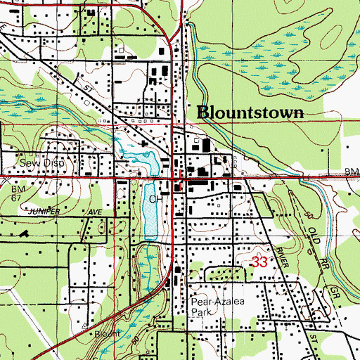 Topographic Map of City of Blountstown, FL