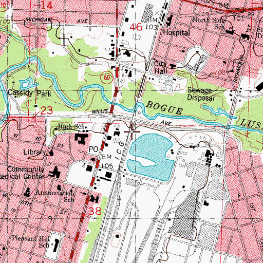 Topographic Map of City of Bogalusa, LA