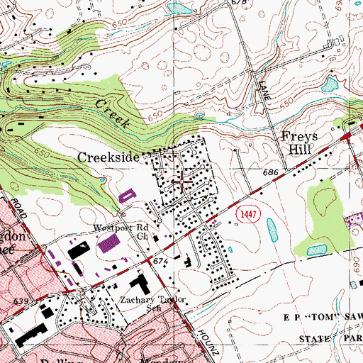 Topographic Map of City of Creekside, KY