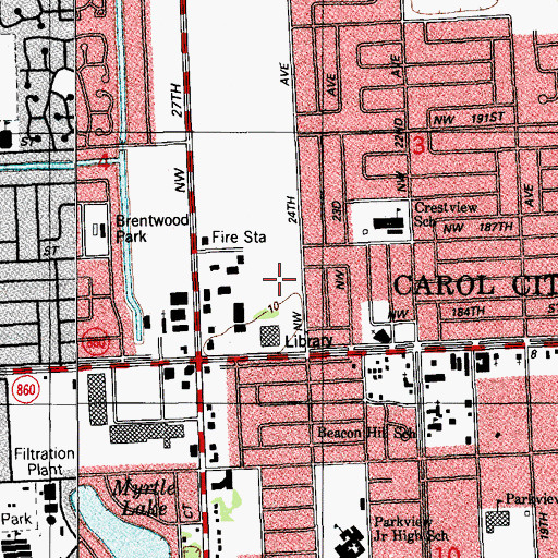 Topographic Map of City of Miami Gardens, FL