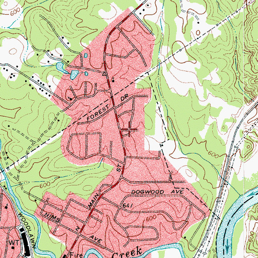 Topographic Map of City of Mount Holly, NC