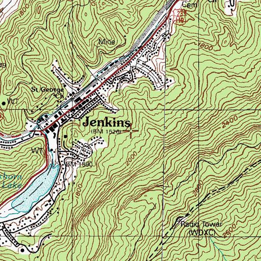 Topographic Map of City of Jenkins, KY