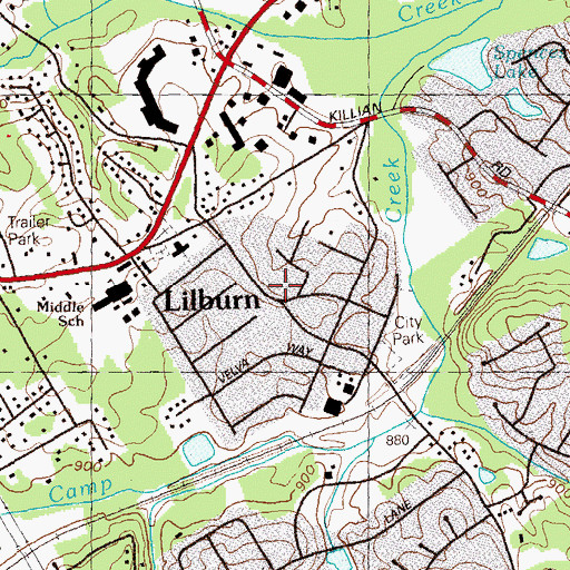 Topographic Map of City of Lilburn, GA