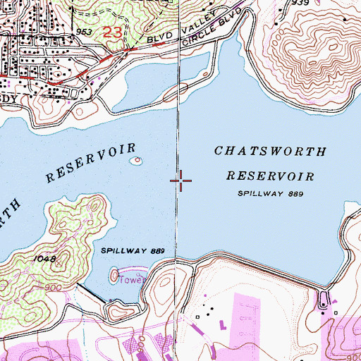 Topographic Map of Chatsworth Reservoir, CA