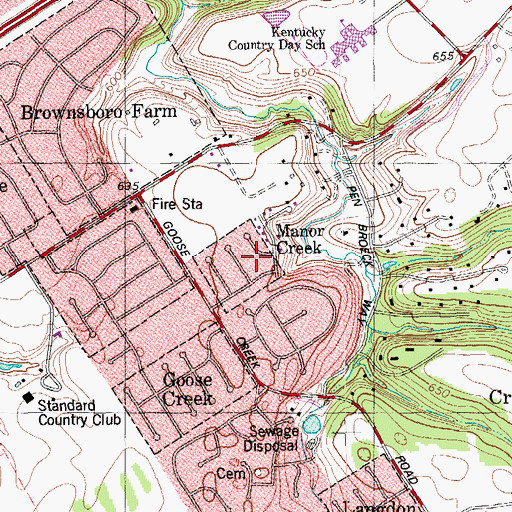 Topographic Map of City of Manor Creek, KY