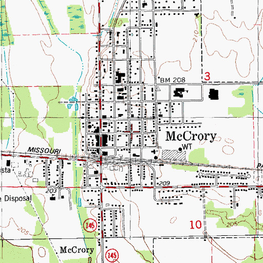 Topographic Map of City of McCrory, AR