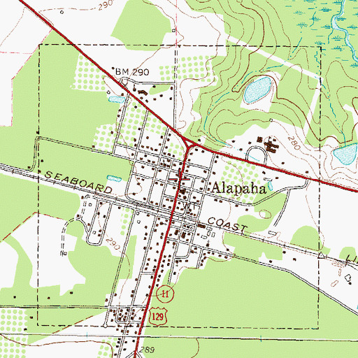 Topographic Map of Town of Alapaha, GA