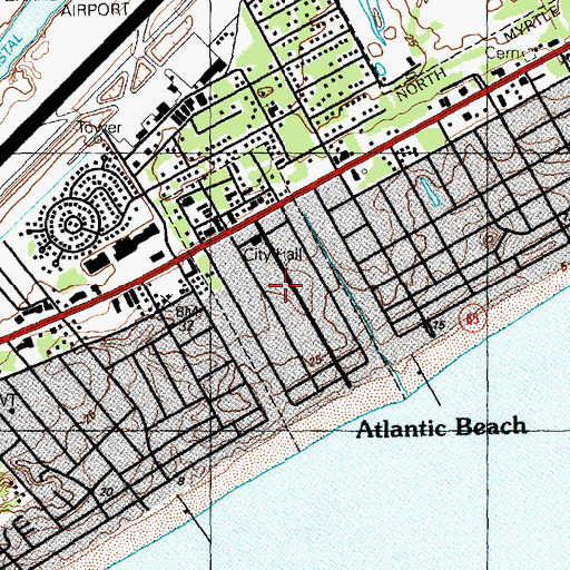 Topographic Map of Town of Atlantic Beach, SC