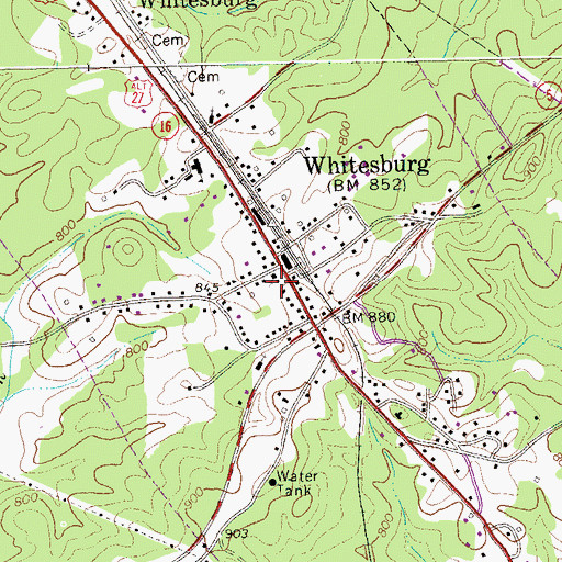 Topographic Map of City of Whitesburg, GA