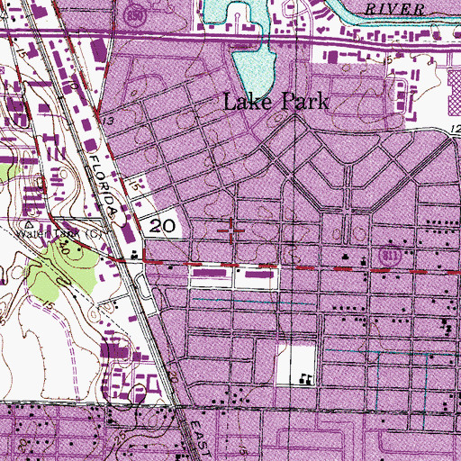 Topographic Map of Town of Lake Park, FL