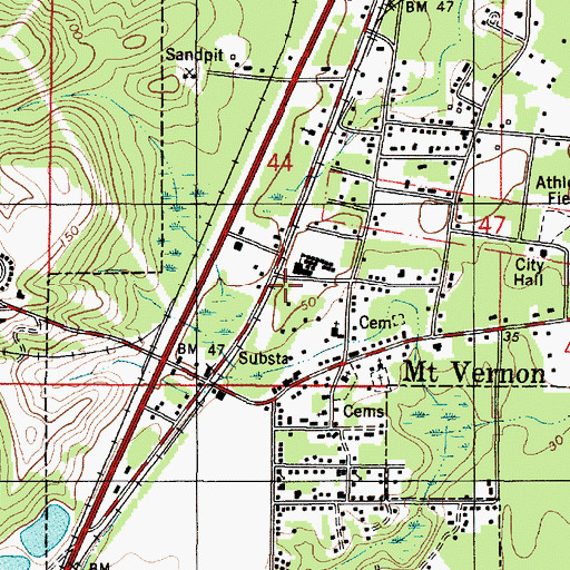 Topographic Map of Town of Mount Vernon, AL