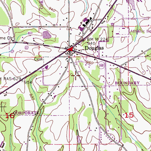 Topographic Map of Town of Douglas, AL