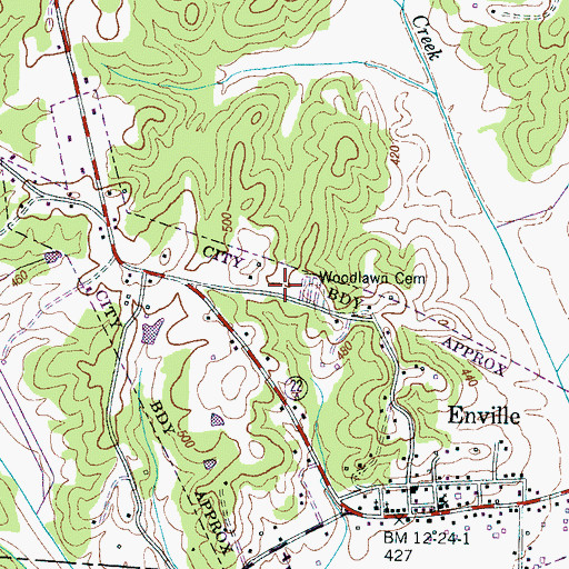 Topographic Map of Town of Enville, TN