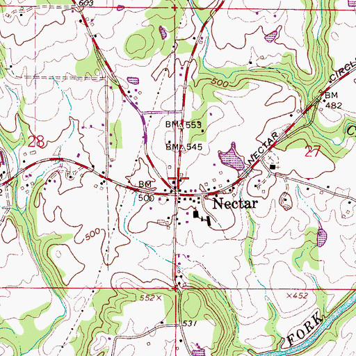Topographic Map of Town of Nectar, AL
