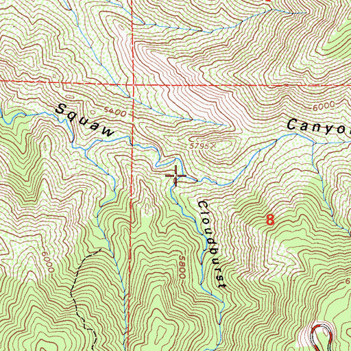Topographic Map of Cloudburst Canyon, CA