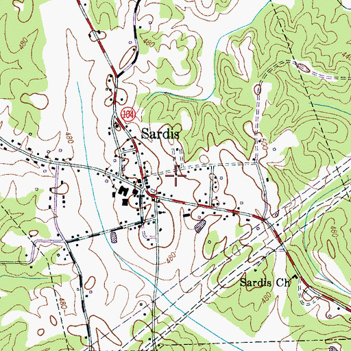 Topographic Map of Town of Sardis, TN