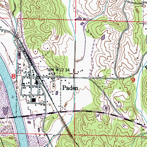 Topographic Map of Village of Paden, MS