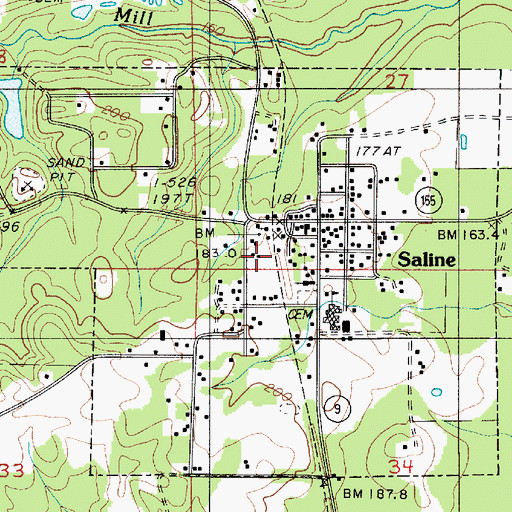 Topographic Map of Village of Saline, LA