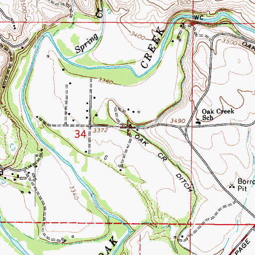 Topographic Map of Cornville Census Designated Place, AZ