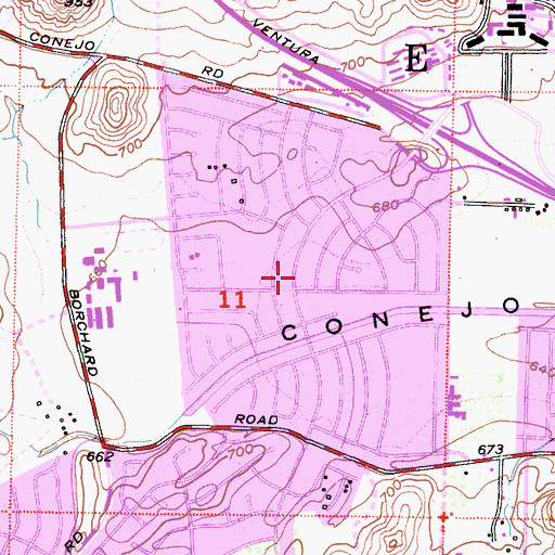 Topographic Map of Casa Conejo Census Designated Place, CA