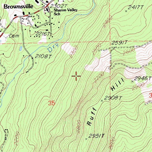 Topographic Map of Challenge-Brownsville Census Designated Place, CA