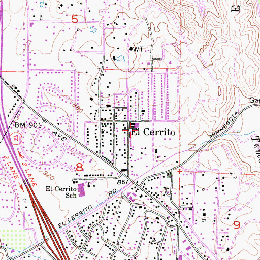 Topographic Map of El Cerrito Census Designated Place, CA