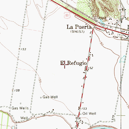 Topographic Map of El Refugio Census Designated Place, TX