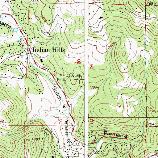 Topographic Map of Indian Hills Census Designated Place, CO