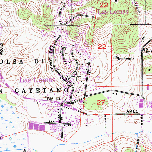 Topographic Map of Las Lomas Census Designated Place, CA