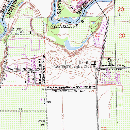 Topographic Map of Del Rio Census Designated Place, CA