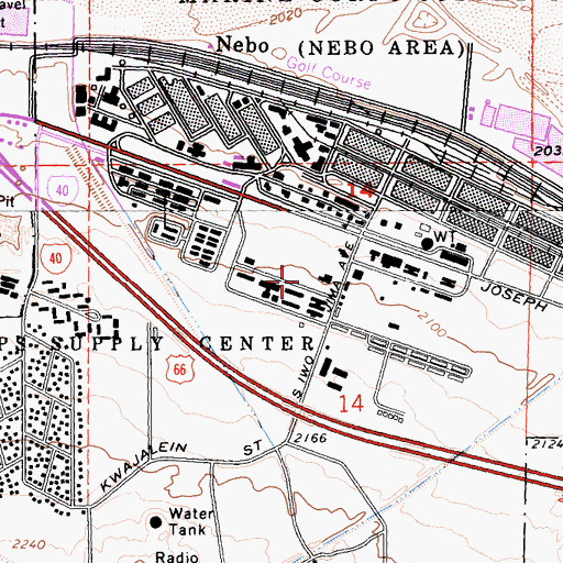 Topographic Map of Nebo Center Census Designated Place (historical), CA
