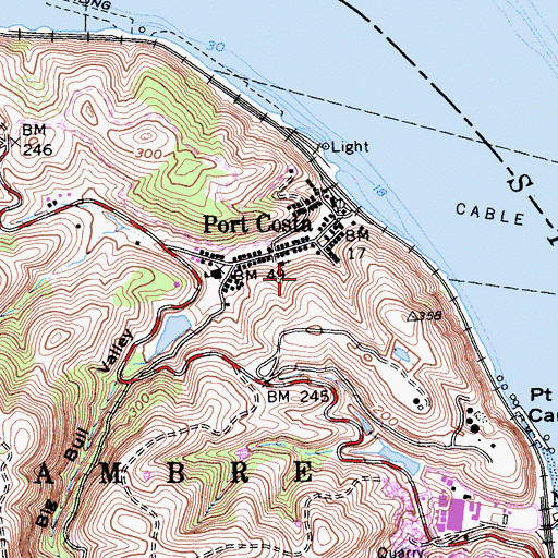 Topographic Map of Port Costa Census Designated Place, CA