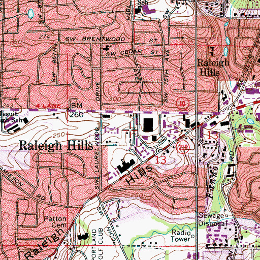 Topographic Map of Raleigh Hills Census Designated Place, OR