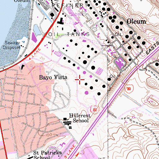 Topographic Map of Rodeo Census Designated Place, CA